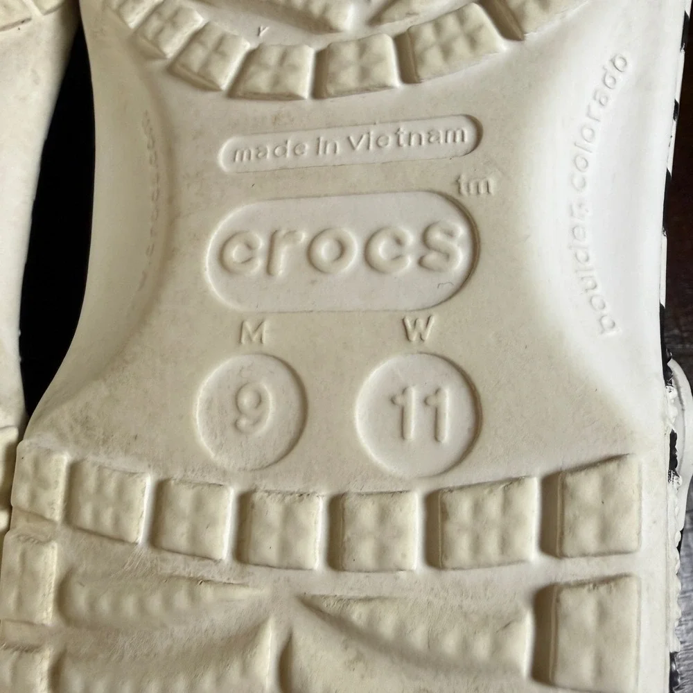 Crocs Classic Clogs Zebra Print Black White Mens 9 Womens 11 Animal Pattern